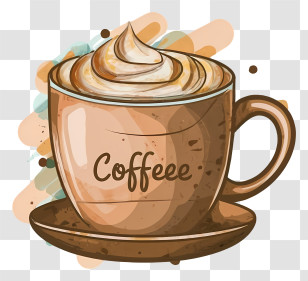 Cartoon - Coffee Cup Drawing With Creamy Top Transparent PNG
