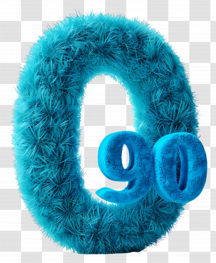 Number 0 - Blue Furry Number Zero And Ninety Transparent PNG