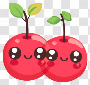Cute Cherries - Cute Cartoon Cherries With Smiling Faces Transparent PNG