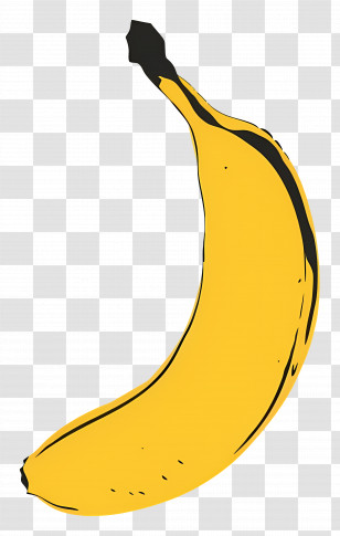 Banana - Illustrated Yellow Banana Transparent PNG