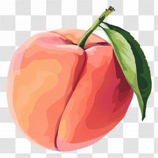 Peach - Juicy Peach Fruit With Realistic Illustration Transparent PNG