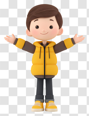 Boy Smiling And Giving Pose - Happy Boy In Yellow Jacket Transparent PNG