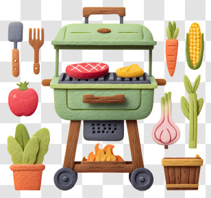 Barbecue - Outdoor Barbecue Grill With Food Transparent PNG