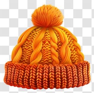 Knit Cap - Orange Knit Winter Hat Transparent PNG