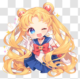 Sailor Moon - Cute Chibi Sailor Girl Winking Transparent PNG