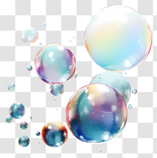 Watercolor Soap Bubbles - Colorful Transparent Bubbles Illustration Transparent PNG