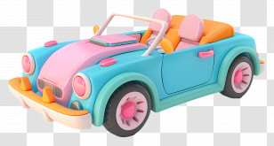 Cartoon - Cute Colorful Toy Convertible Car Transparent PNG