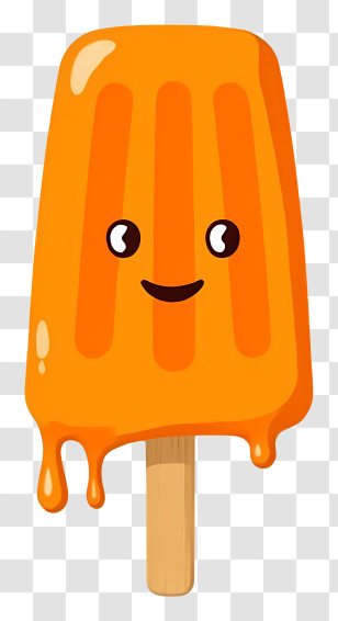 Cartoon Ice Lolly - Cute Orange Popsicle Character Transparent PNG