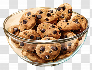 Chocolate Chip Cookies - Bowl Of Chocolate Chip Cookies Transparent PNG