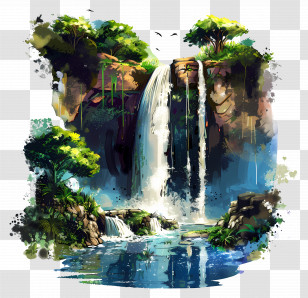Summer - Beautiful Waterfall In Nature Transparent PNG