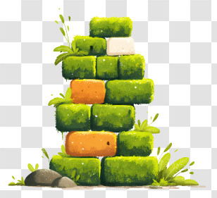 Mossy Brick Wall - Mossy Brick Tower With Greenery Transparent PNG