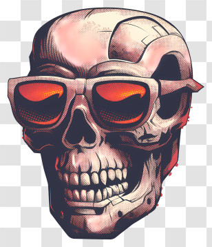 Skull Robot Head - Skull With Sunglasses Illustration Transparent PNG