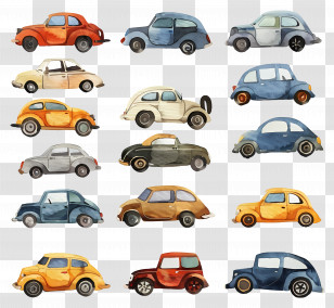 Car - Vintage Car Collection In Watercolor Style Transparent PNG