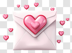 Envelope - Romantic Love Letter Illustration With Hearts Transparent PNG
