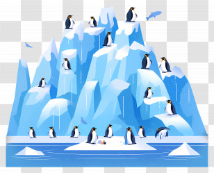 World Penguin Day - Group Of Penguins On Iceberg In Wintry Scene Transparent PNG