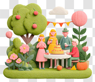 Garden Party Celebration In Backyard - Clay Family Picnic In Garden Transparent PNG