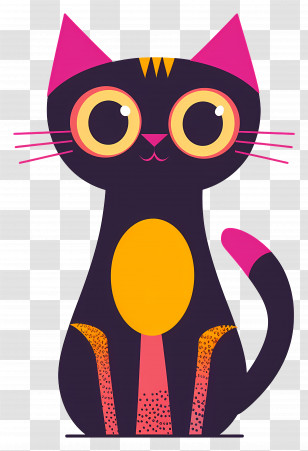 Cartoon Cat - Colorful Cartoon Cat Illustration Transparent PNG