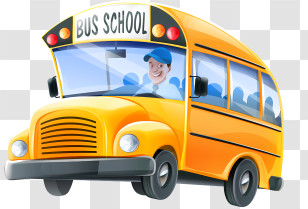School Bus - Cartoon Yellow School Bus Illustration Transparent PNG