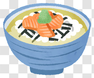 Food - Delicious Salmon Rice Bowl Illustration Transparent PNG