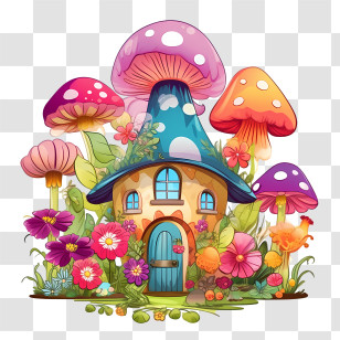 Mushroom House - Whimsical Mushroom Shaped House Transparent PNG