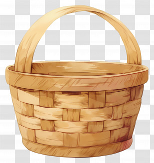 Handled Basket - Woven Wicker Basket With Handle Transparent PNG