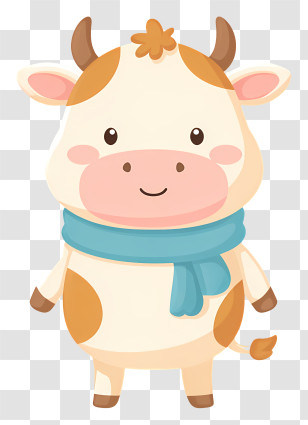 Cartoon Milk Cow - Friendly Cartoon Cow With Scarf Transparent PNG