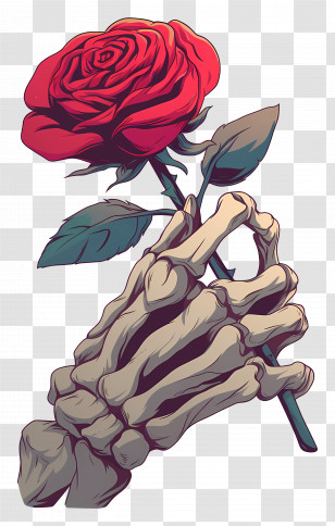 Skeleton Hand Holding Rose - Skeleton Hand Holding A Rose Transparent PNG