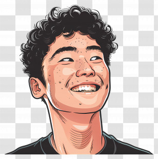 Smiling Young Man - Smiling Person With Curly Hair Transparent PNG