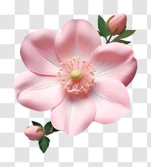 Icon - Delicate Pink Flower With Buds Transparent PNG