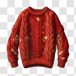 Christmas Sweater - Red Knitted Sweater With Patterned Design Transparent PNG