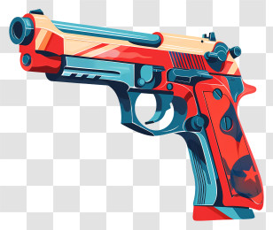 Pistol Gun - Colorful Handgun In A Modern Illustration Transparent PNG