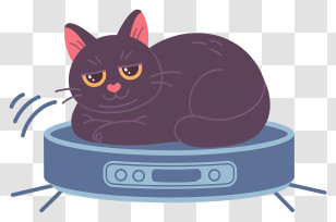Cat Lying On Robot Vacuum Cleaner - Lazy Cat On Robot Vacuum Transparent PNG