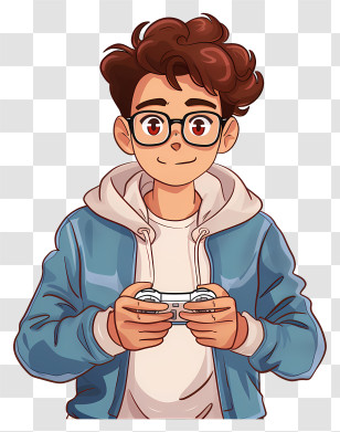 Playing Games - Boy With Glasses Playing Video Games Transparent PNG