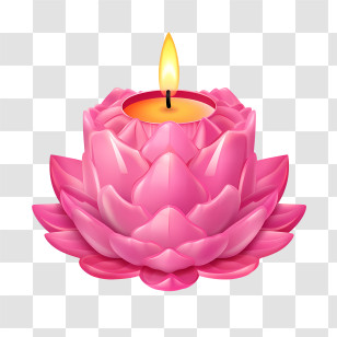 Candle Lotus Flower - Pink Lotus-Shaped Decorative Candle Transparent PNG