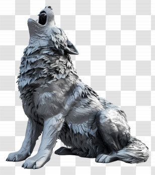 Wolf Howling - Majestic Howling Wolf Sculpture Transparent PNG