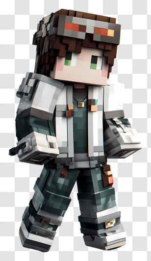 Block Style Character - Stylish Voxel Adventurer Avatar Transparent PNG