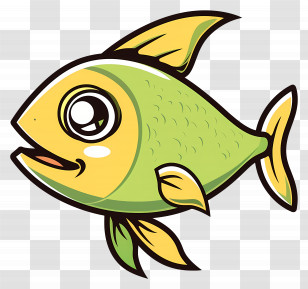 Fish - Bright Yellow Cartoon Fish Illustration Transparent PNG