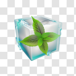 Mint Leaf
 - Mint Leaf On A Melting Ice Cube Illustration Transparent PNG