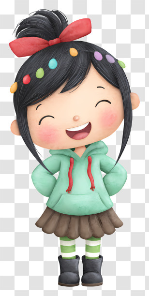 Cartoon Girl Laughing - Happy Girl In Hoodie Transparent PNG