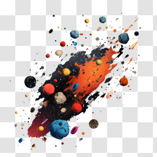 Asteroid Day - Colorful Planets In A Fiery Galaxy Transparent PNG