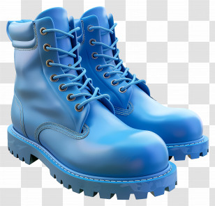 Blue Boots - Rugged Blue Lace-up Boots Transparent PNG