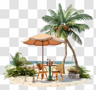 Cafe - Relaxing Tropical Beach Scene Transparent PNG