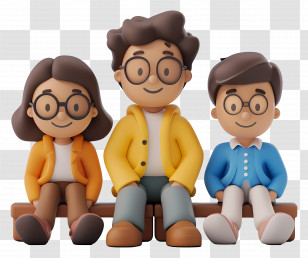 Sitting People Cartoon - Cartoon Family Sitting Together Transparent PNG