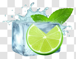 Refreshing Drink - Refreshing Ice Cube With Lime And Mint Transparent PNG