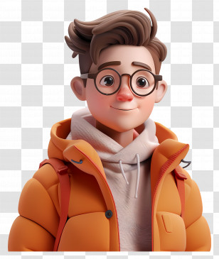 3d Male Avatar - Cartoon Boy With Glasses Transparent PNG