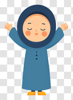 Muslim Woman Cheering - Happy Child In Blue Outfit Transparent PNG