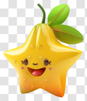 3d Cartoon Fruit - Happy Yellow Star Fruit Cartoon Transparent PNG