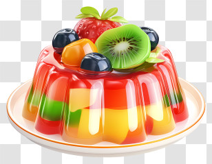 Gelatin Dessert - Colorful Fruit Jelly Dessert Transparent PNG
