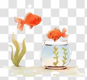 Goldfish Jumping - Goldfish Swimming In Fishbowl Transparent PNG