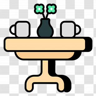 Coffee Table - Decorative Table With Vase And Cups Transparent PNG
